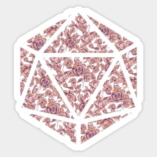 Peach, Purple, and Orange Gradient Rose Vintage Pattern Silhouette D20 - Subtle Dungeons and Dragons Design Sticker